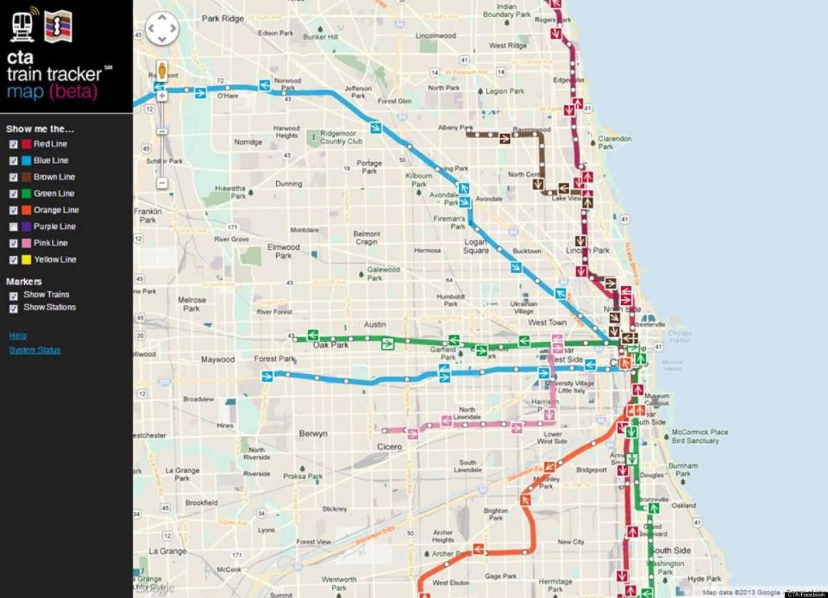 Çikaqo ictimai nəqliyyat xəritəsi