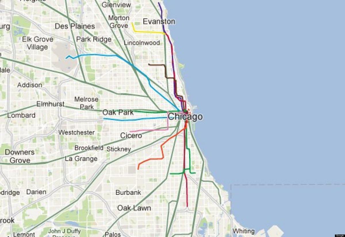 Çikaqo mavi xətti dəmir yolu xəritəsi