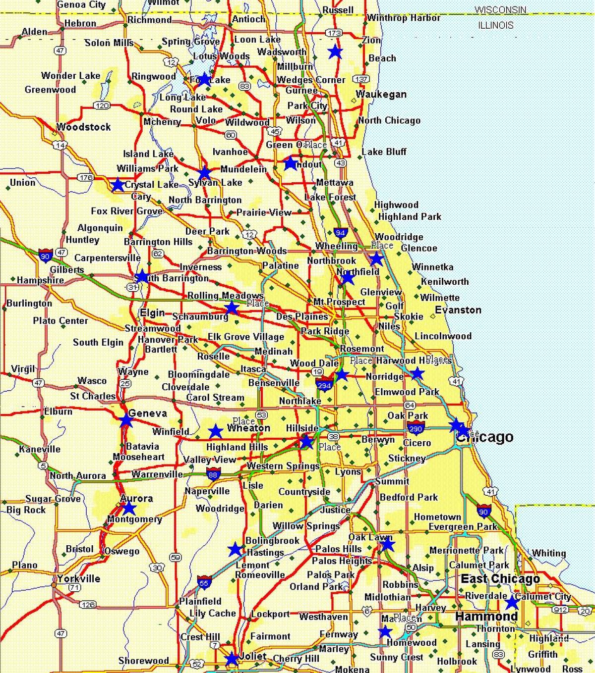 şəhərin xəritəsi Chicago