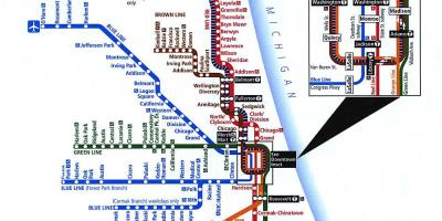 Metro Çikaqo xətlərinin xəritə