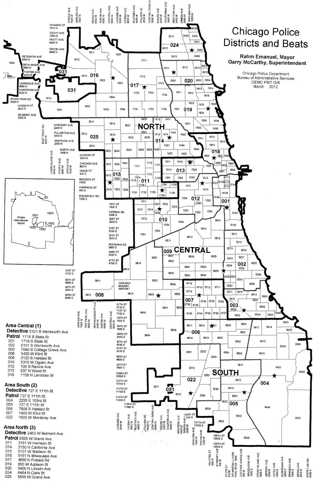 polis bölməsinin xəritədə Chicago