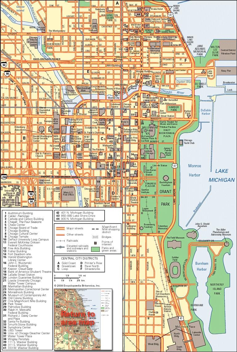 şəhərin xəritəsi Chicago