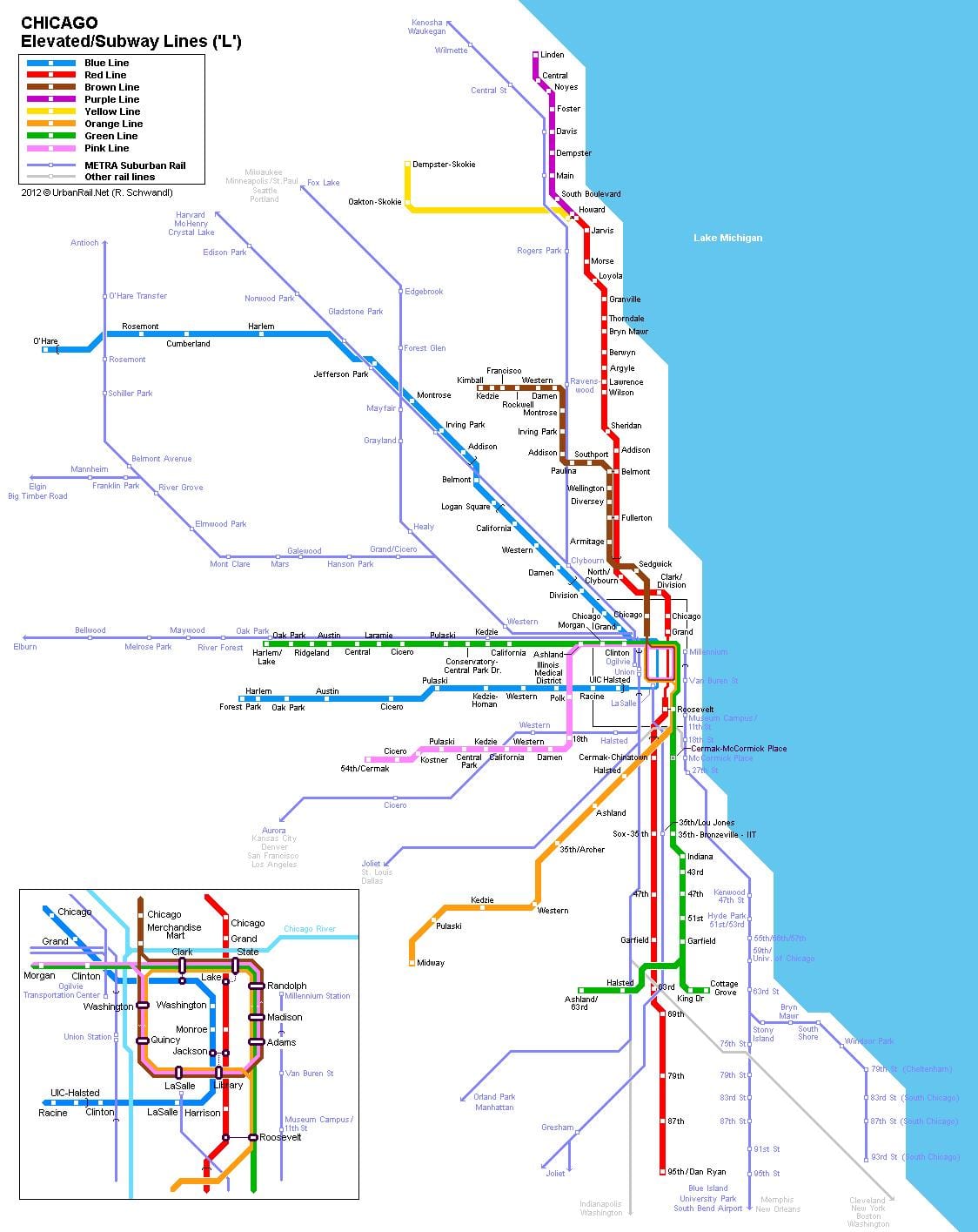 Metro stansiyası Chicago xəritə