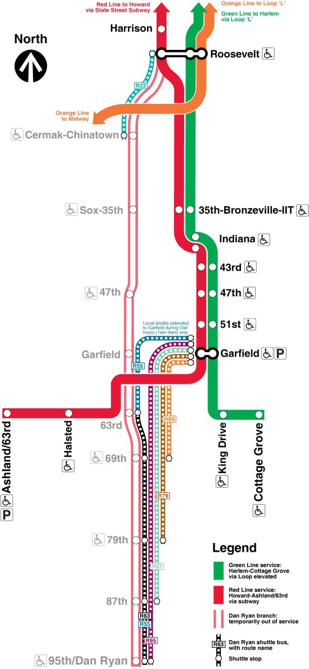 Çikaqo metro xəritəsi qırmızı xətt